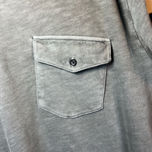 Marine Layer Mens Vintage Heavy Slub Polo Shirt Gray Long Sleeve Pocket Sz Large - Picture 6 of 9